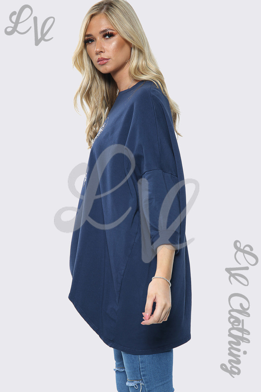 Dames oversized sweatshirt met pailletten hartprint marine eenheidsprijs € 13,99