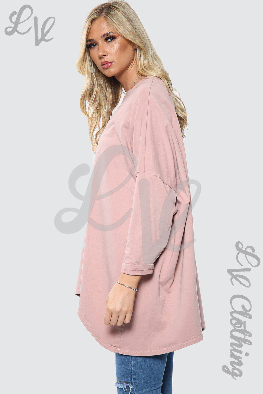 Ladies Sequin Heart Print Oversize Sweatshirt Top Dusty Pink Unit Price £16.99 NOW £7.99