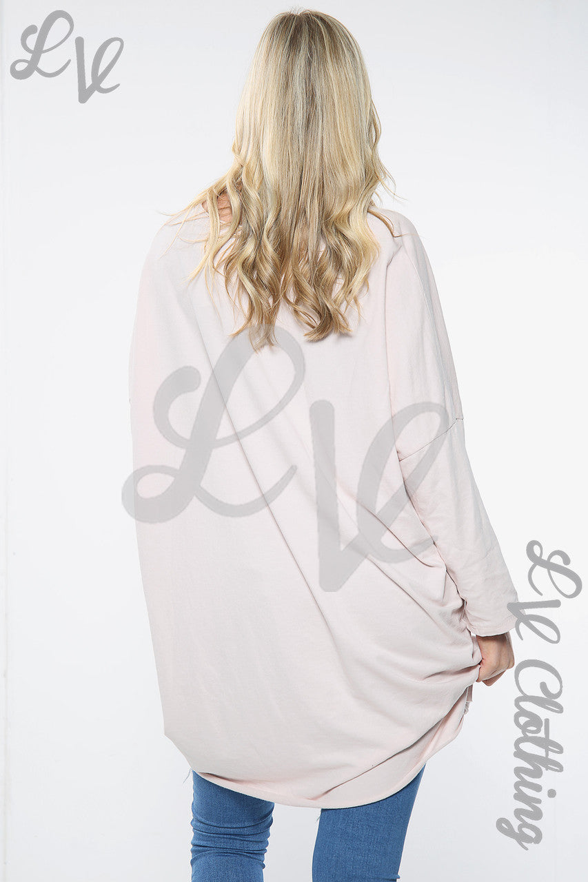 Dames Mooie Slogan Oversized Sweatshirt Top Dusty Roze Stukprijs £12,99