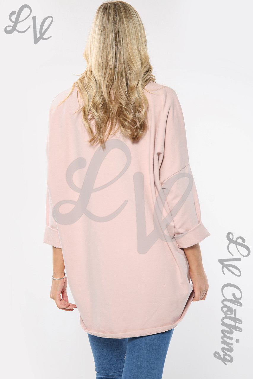 Dames oversized sweatshirt met luipaardprint, stoffig roze, eenheidsprijs £13,99