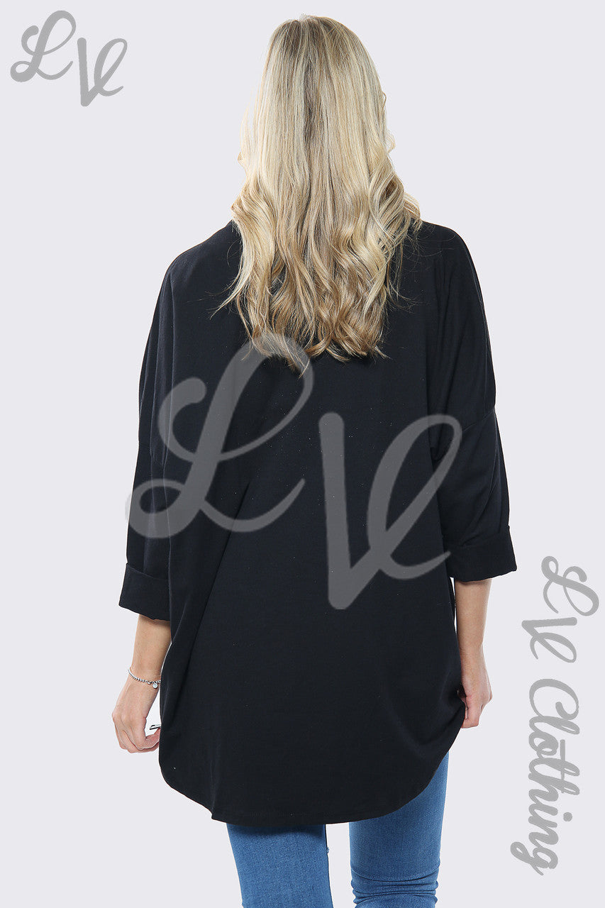 Dames oversized sweatshirt met luipaardprint, zwart, eenheidsprijs £ 13,99