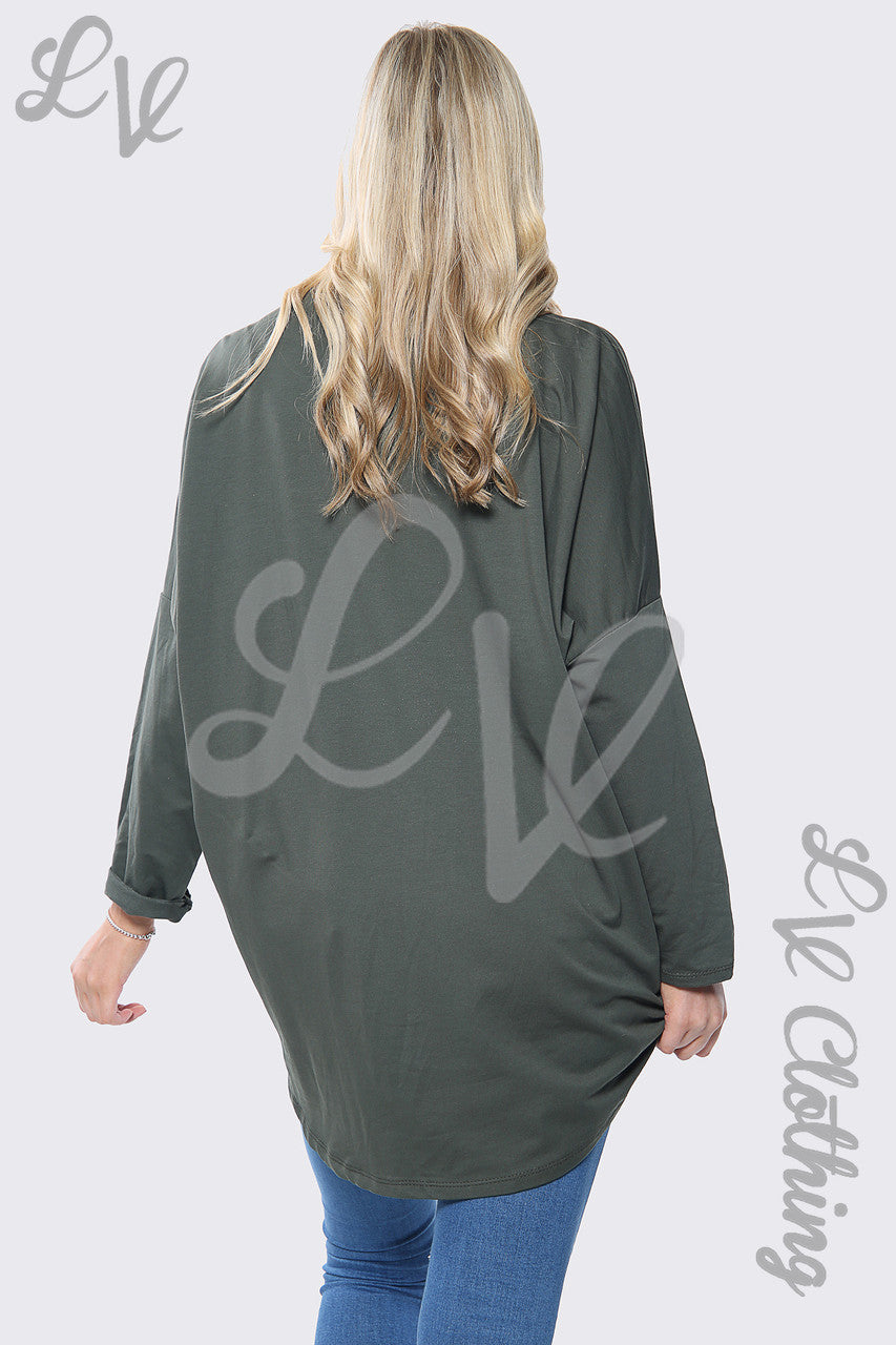 Dames oversized sweatshirt met luipaardprint khaki per stuk €10,99