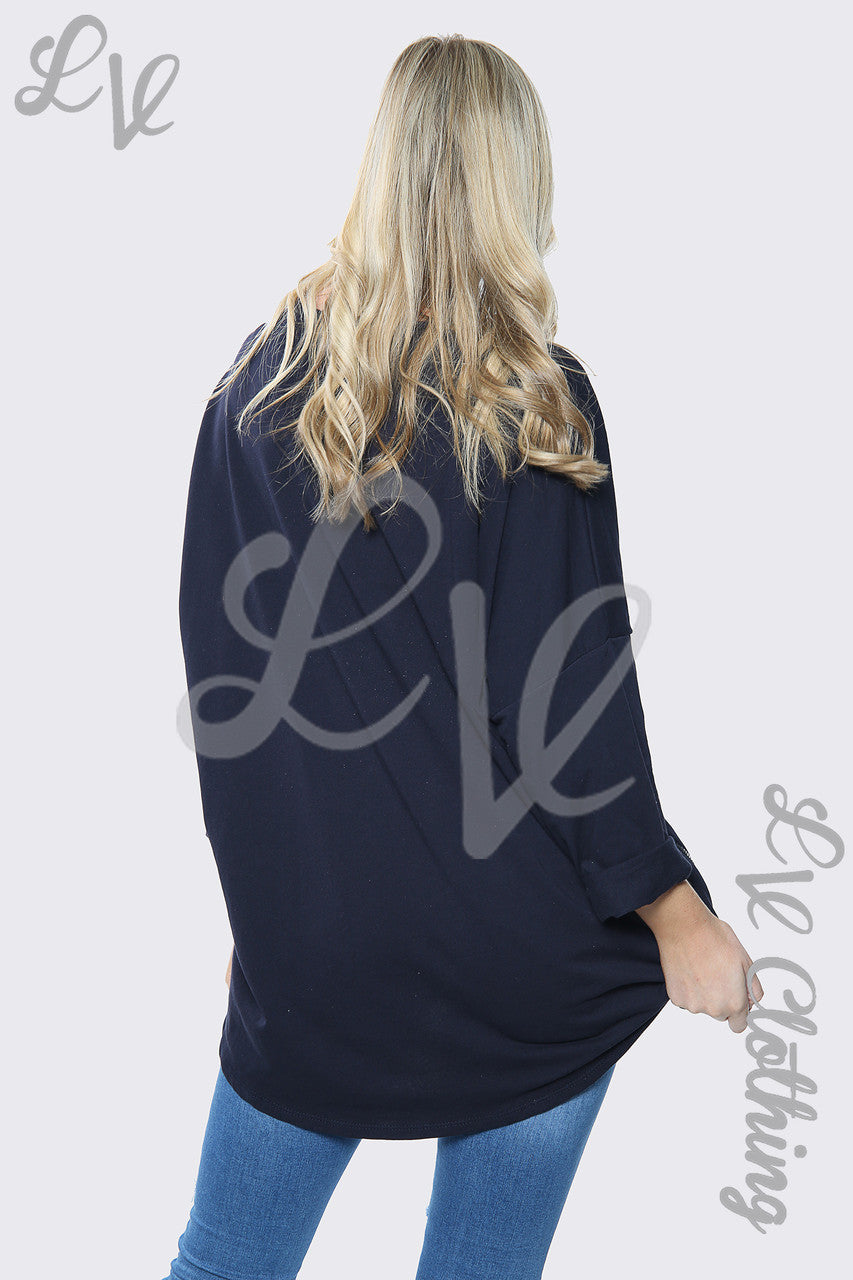 Dames oversized sweater met luipaardprint marine Eenheidsprijs € 13,99