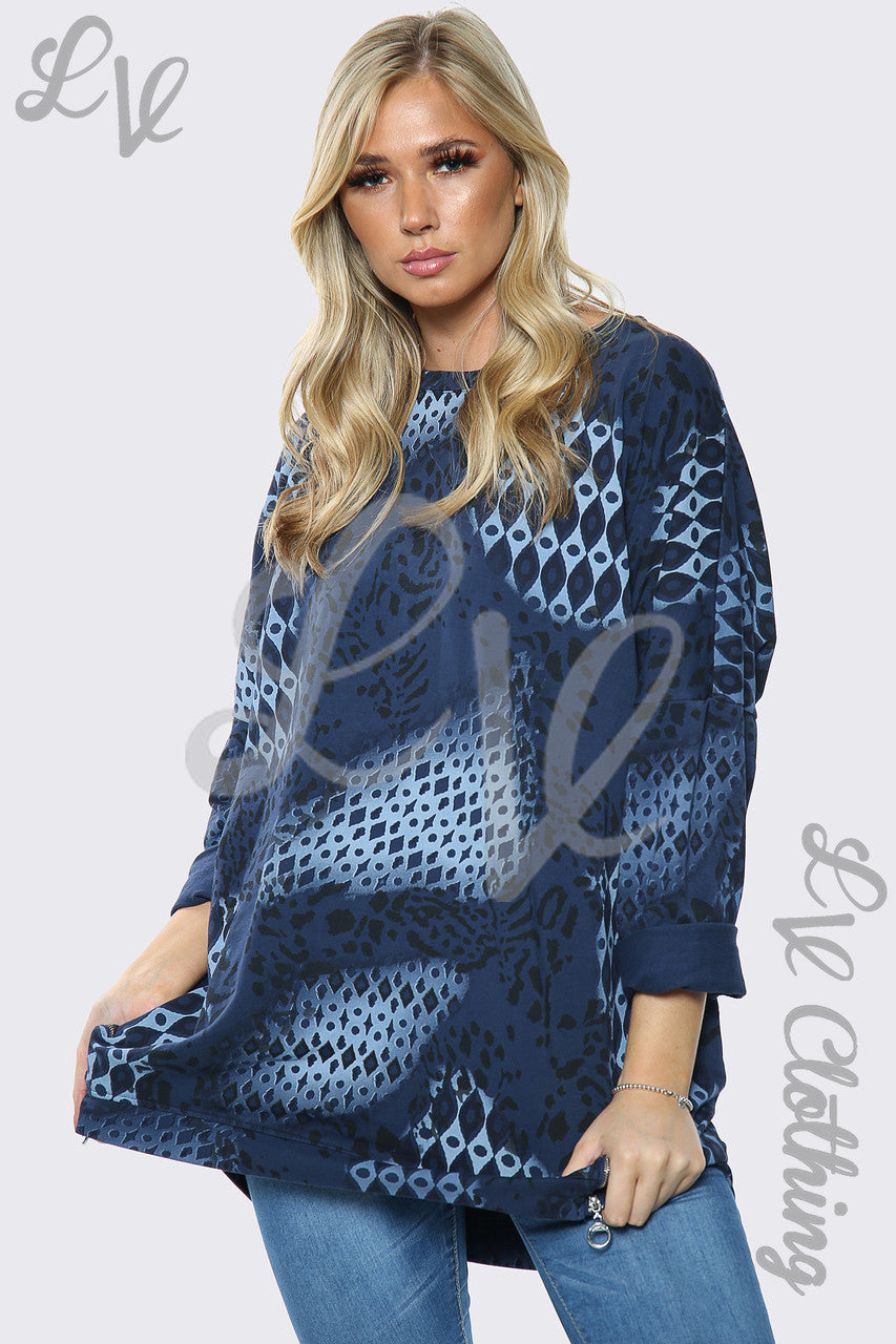 Dames Sweatshirt met Dierenprint Top Marineblauw Stukprijs € 14,99