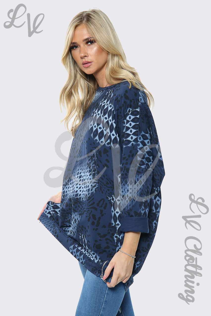 Dames Sweatshirt met Dierenprint Top Marineblauw Stukprijs € 14,99