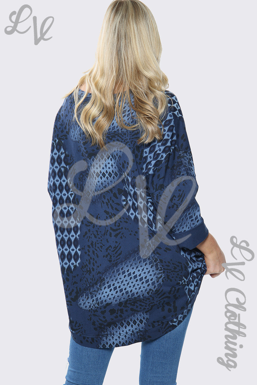 Dames Sweatshirt met Dierenprint Top Marineblauw Stukprijs € 14,99