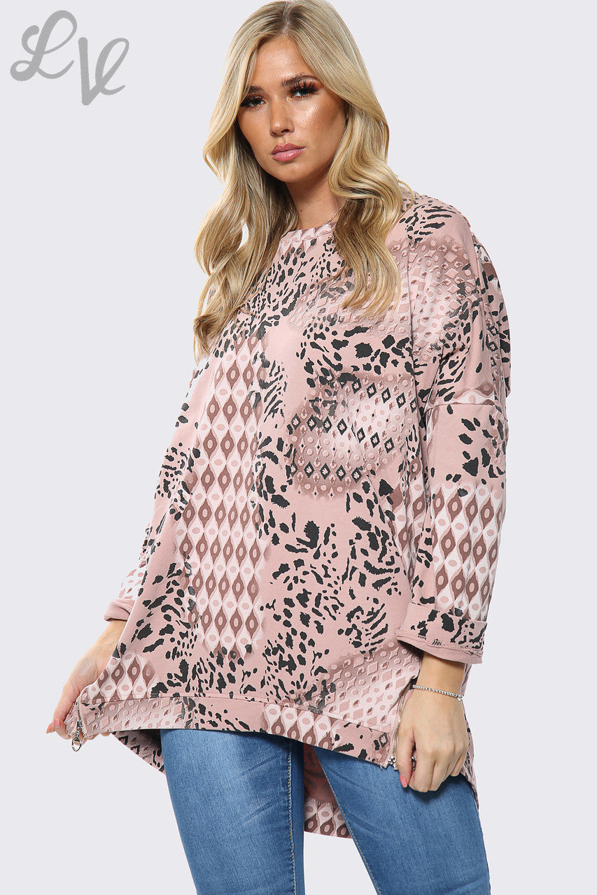 Dames Sweatshirt met Dierenprint Roze Stukprijs € 8,99