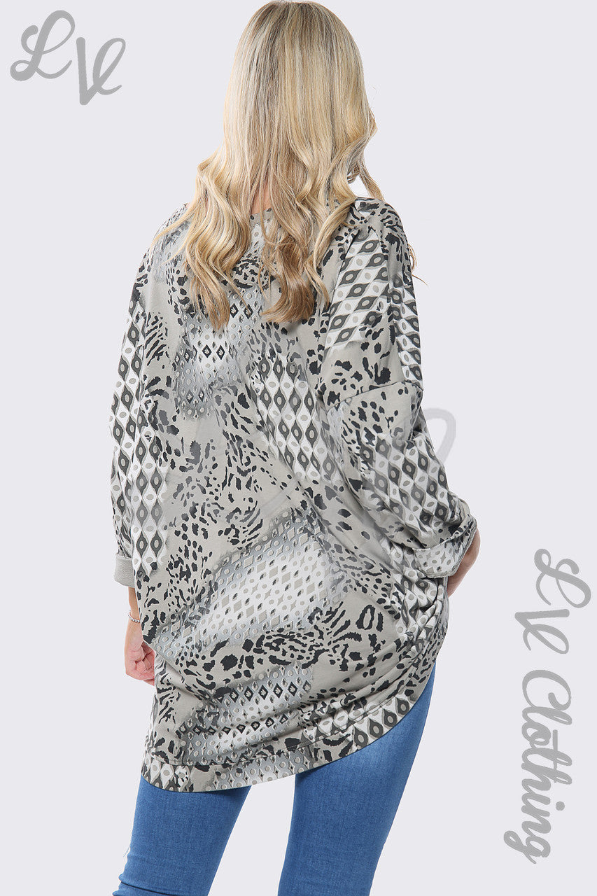 Dames sweatshirt met dierenprint, steenkleurig, eenheidsprijs €8,99