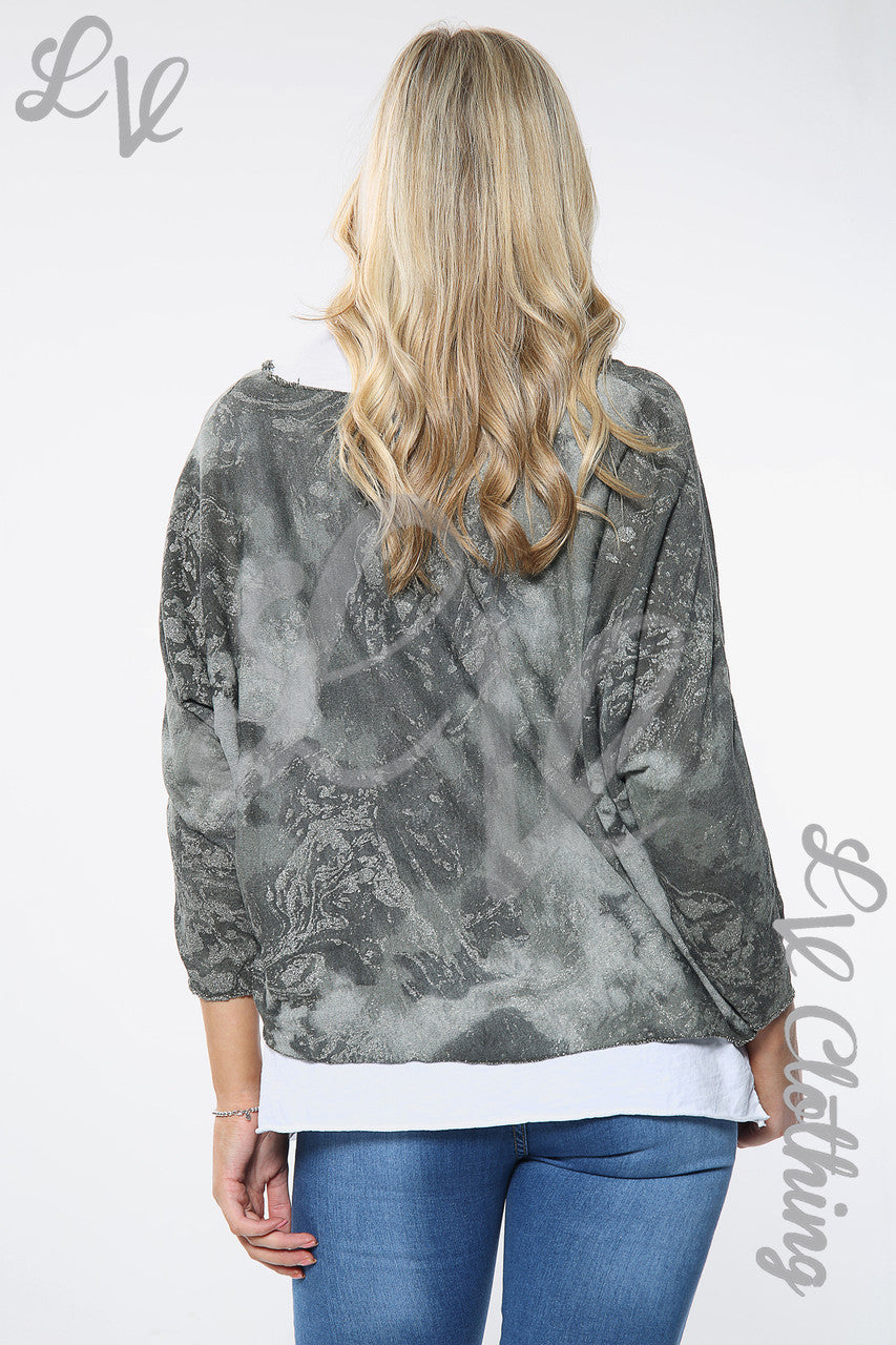 Dames Tweelaags Tie-Dye Kettingtop Khaki Stukprijs € 8,99