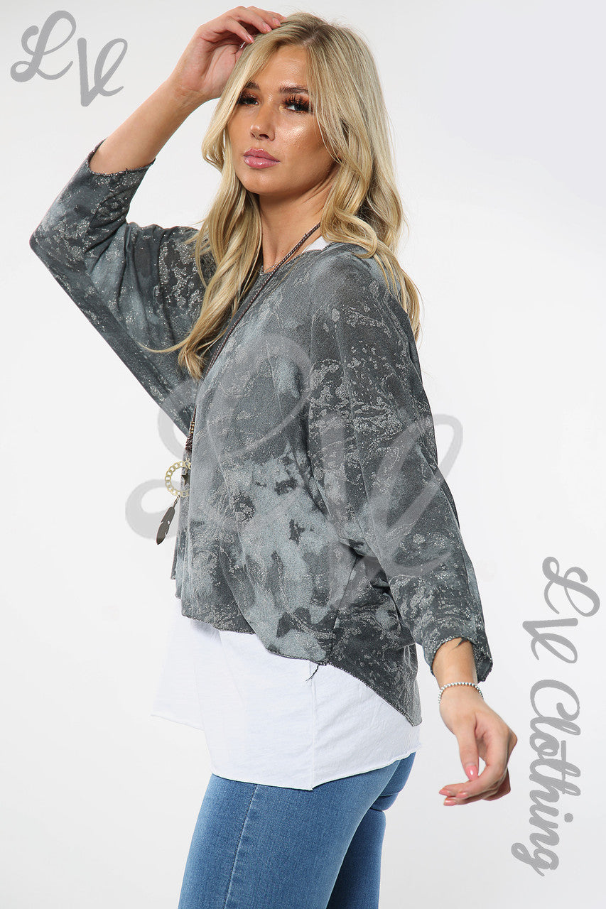 Ladies Two Layered Tie Dye Necklace Top Black Unit Price £8.99