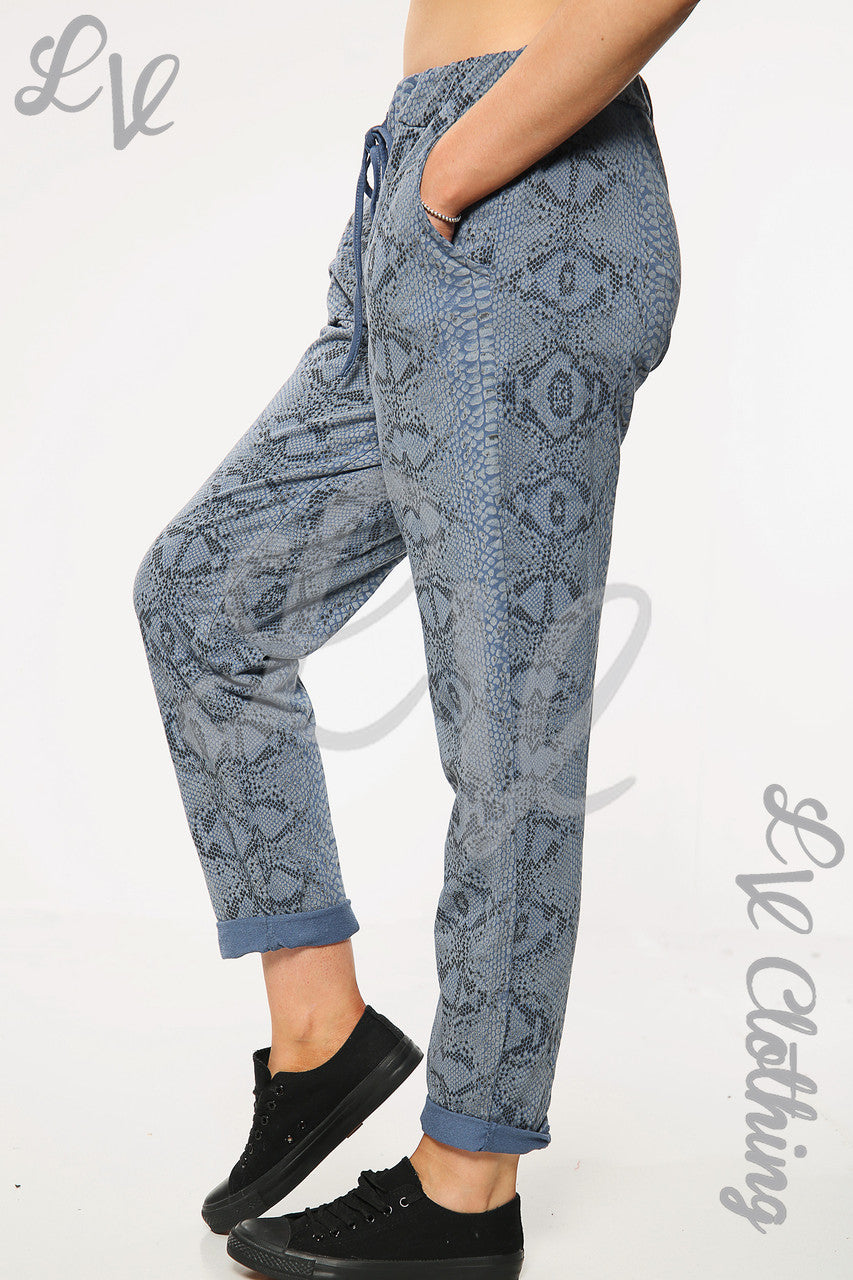 Ladies Snake Print Jogging Pant Denim Unit Price £9.99