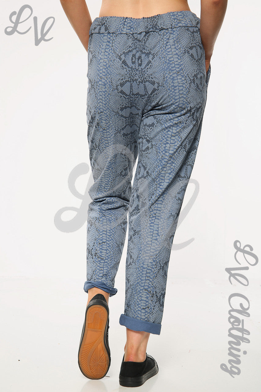 Ladies Snake Print Jogging Pant Denim Unit Price £9.99