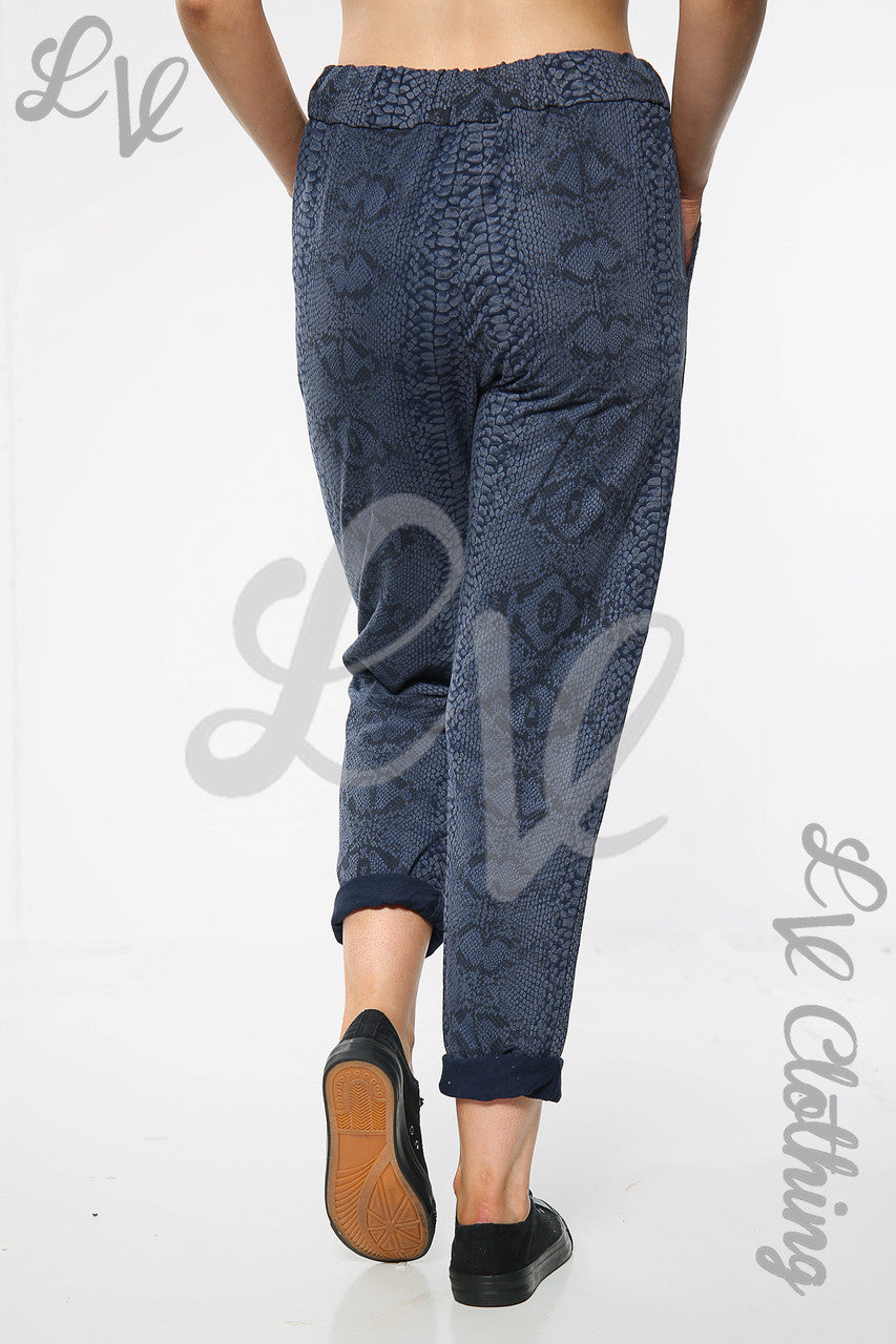 Ladies Snake Print Jogging Pant Navy Unit Price £9.99