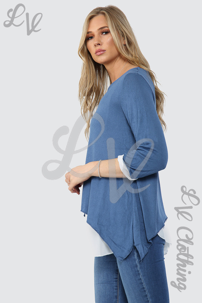 Ladies Double Layer Shirt Top Denim - Unit Price £13.99