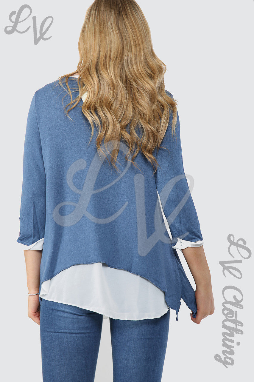 Ladies Double Layer Shirt Top Denim - Unit Price £13.99