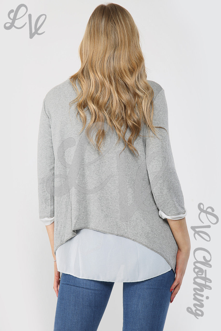 Dames Dubbellaags Shirt Top Grijs - Stukprijs € 13,99