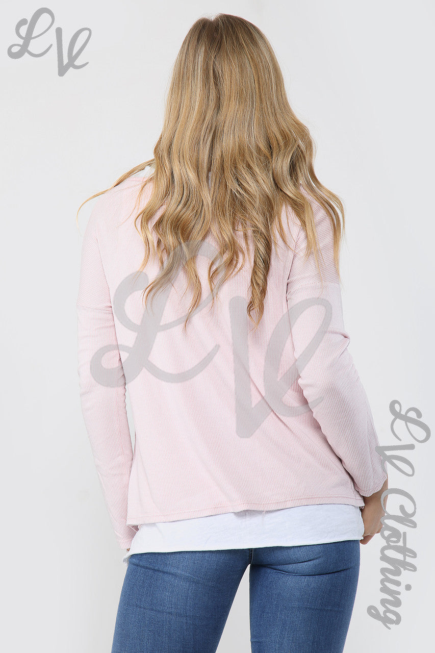 Dames Dubbellaagse Ribtop Dusty Pink - Eenheidsprijs €9,99