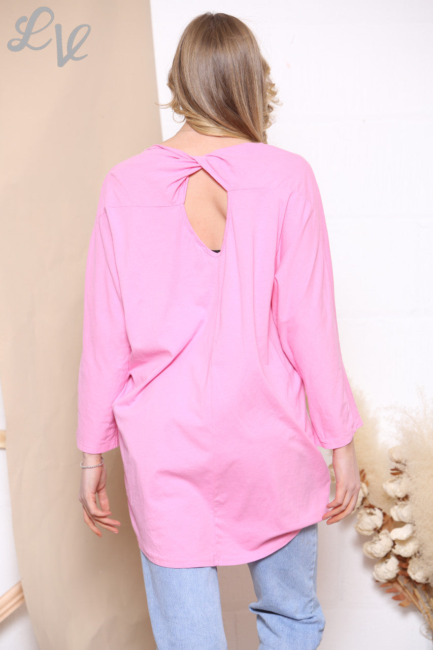 Dames Star Top met Sweatshirt en Twisted Rug Detail Roze