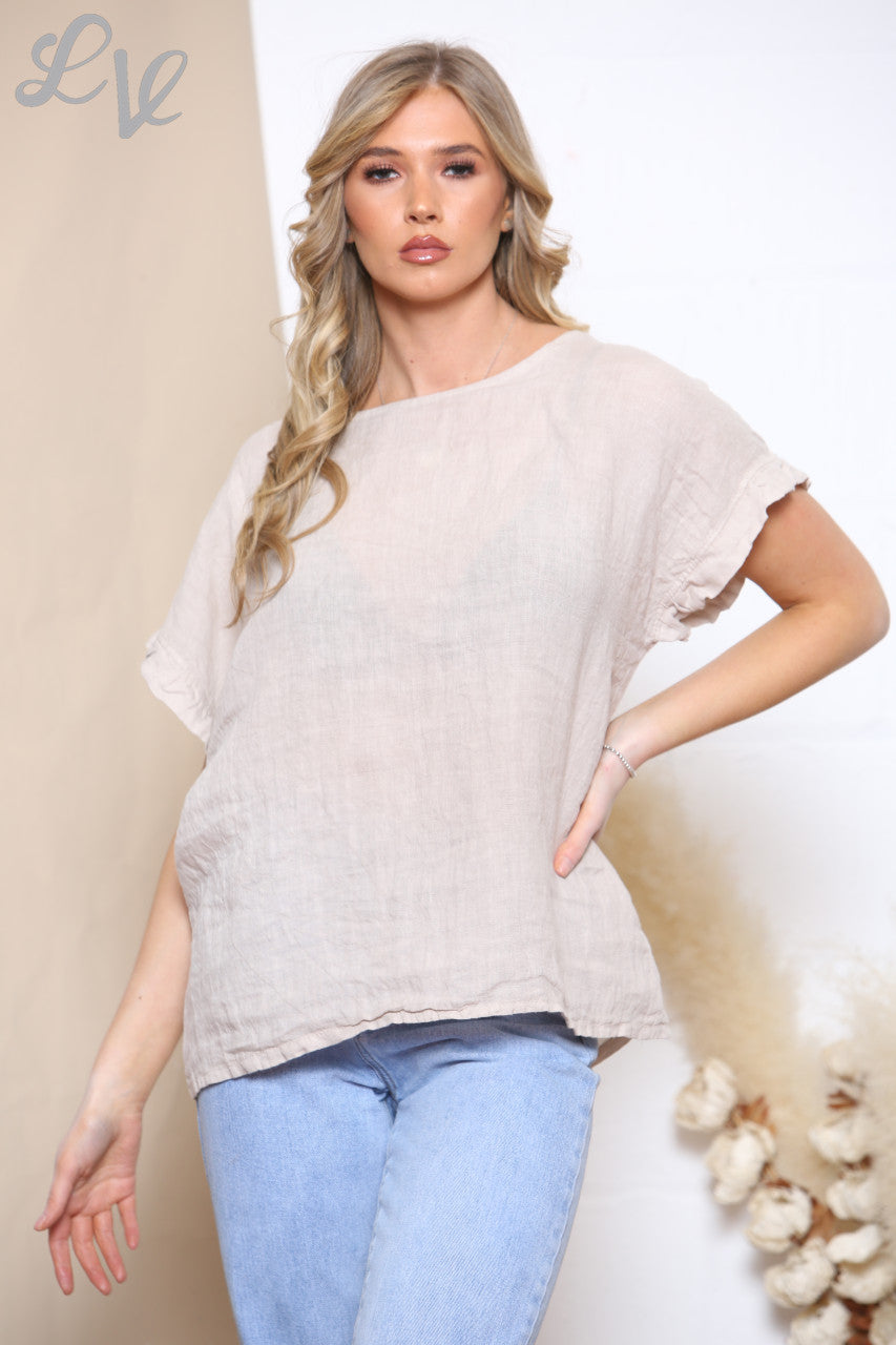 Ladies Button Back Detail Top Stone