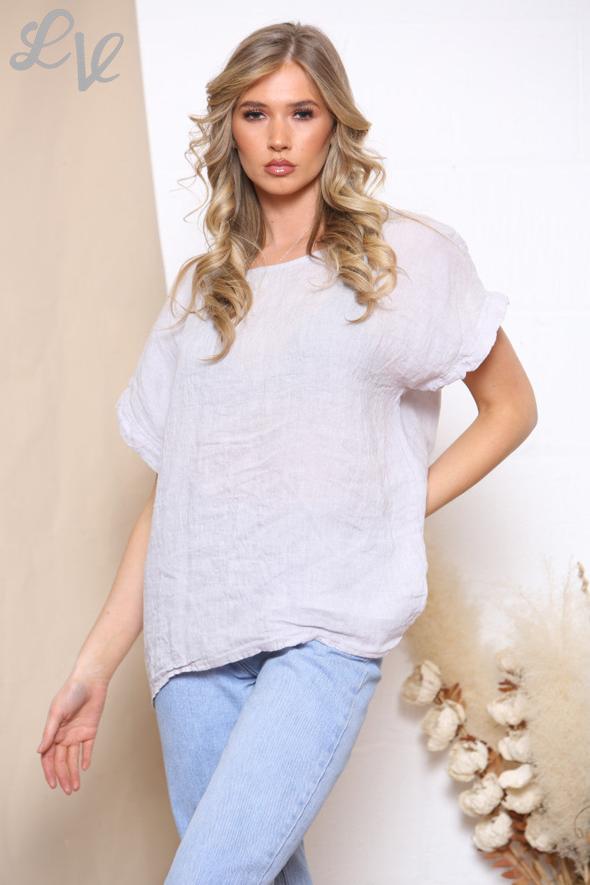 Dames Top Met Knoopdetail Op De Rug Zilver