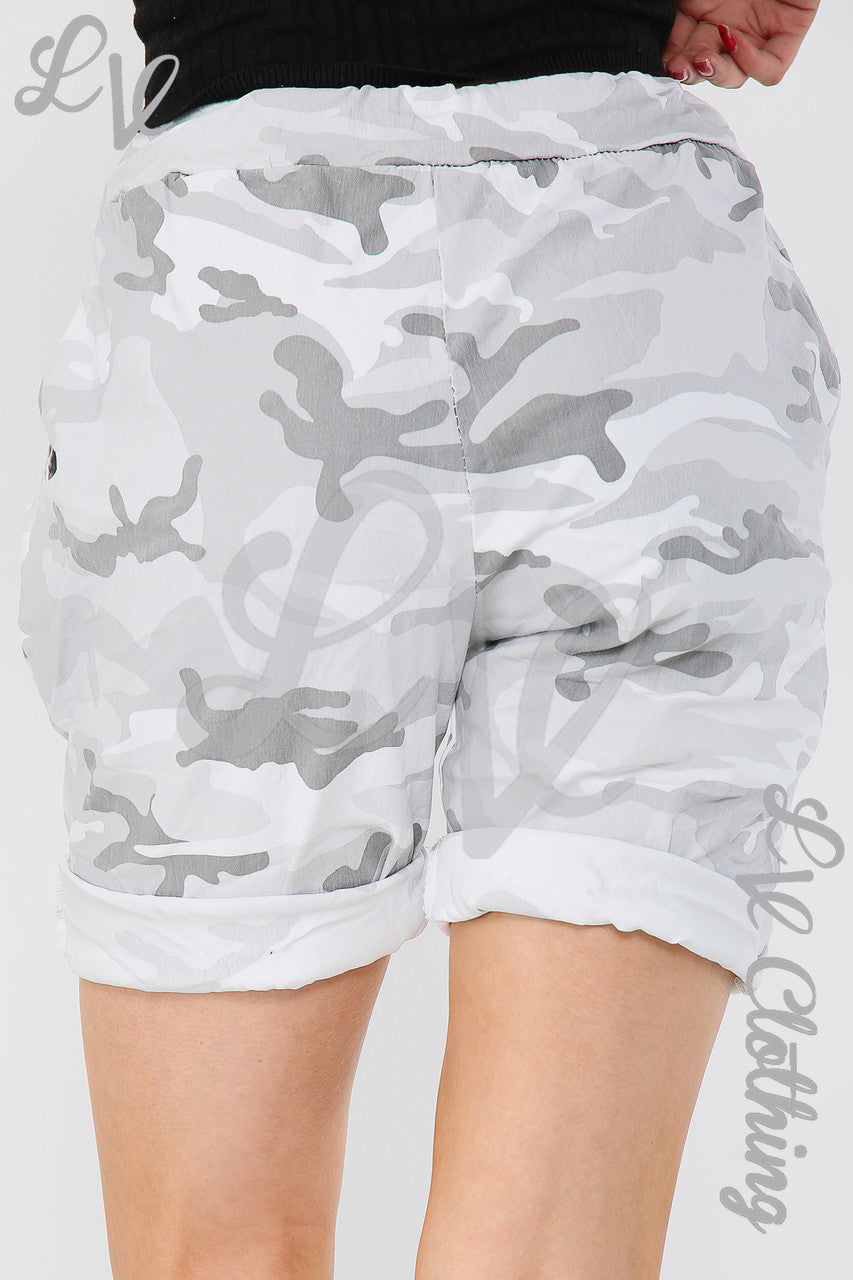 Ladies Camouflage Magic Shorts Silver - Unit Price £10.99
