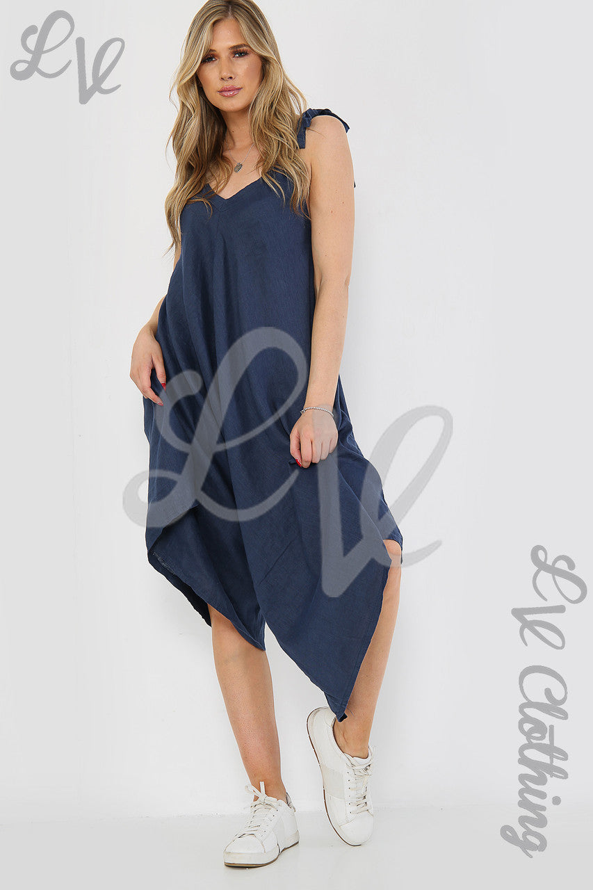 Dames Jumpsuit met Bandjes Lagenlook Marineblauw - Stukprijs WAS £25,99 NU £12,99