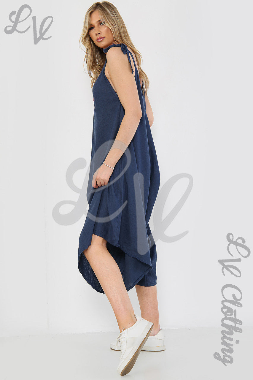Dames Jumpsuit met Bandjes Lagenlook Marineblauw - Stukprijs WAS £25,99 NU £12,99