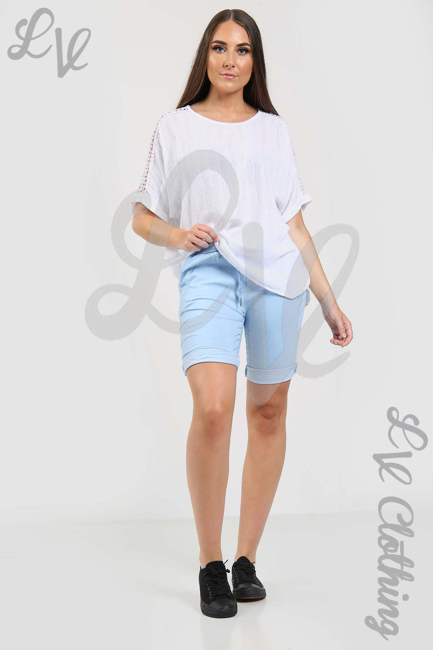 Ladies Magic Shorts Light Blue Size 3