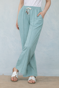 Wide-Leg Lounge Trousers with Drawstring Waist - Sage