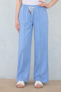 Wide-Leg Lounge Trousers with Drawstring Waist - Sky Blue
