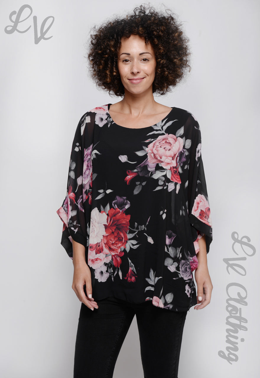 Dames Bloemen Batwing Blouse (Eén Maat 36-42) € 13,99