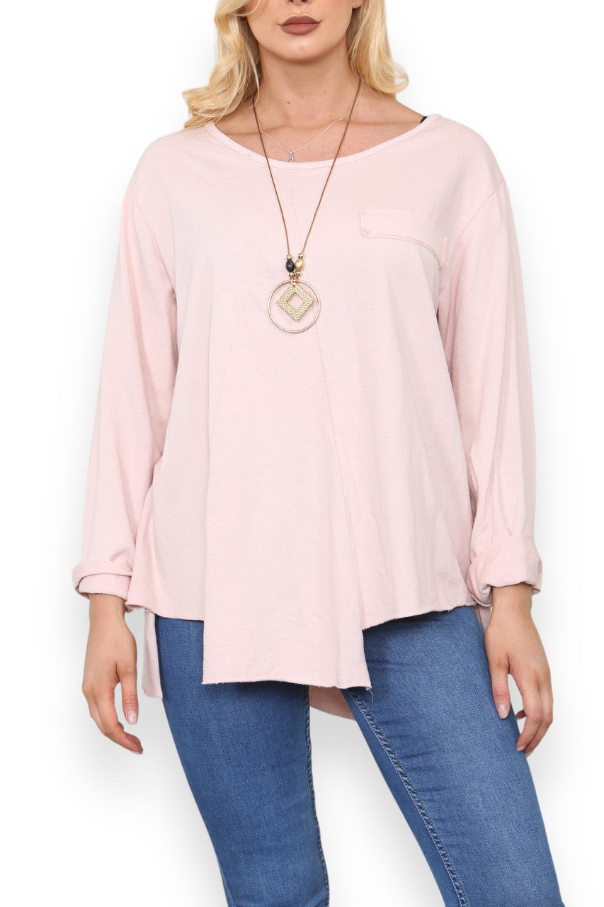 SWEATER MET DECORATIEVE ZAKKEN STOFROZE