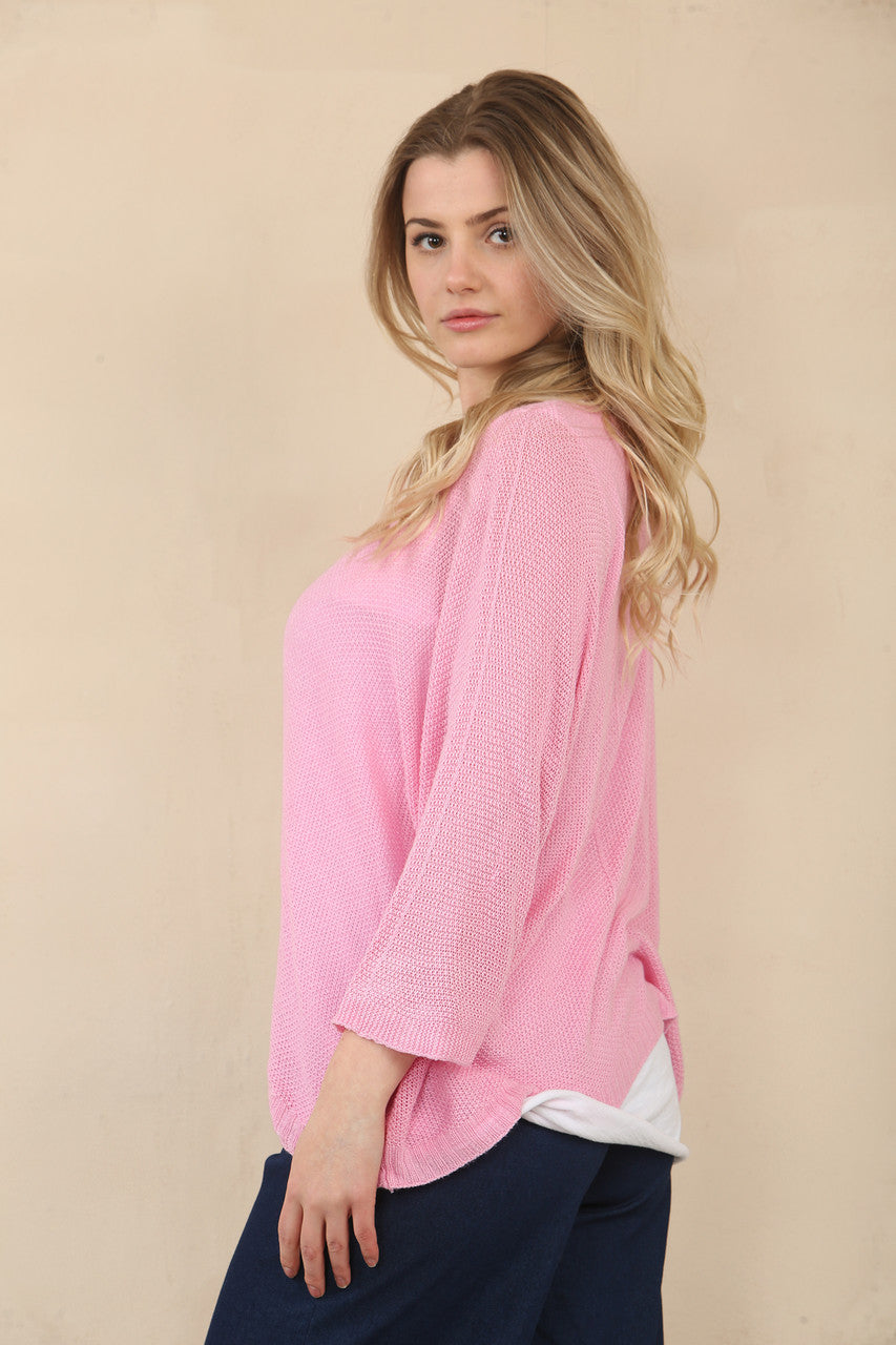 EFFEN GEBREIDE TRUI MET V-HALS - CANDY ROZE