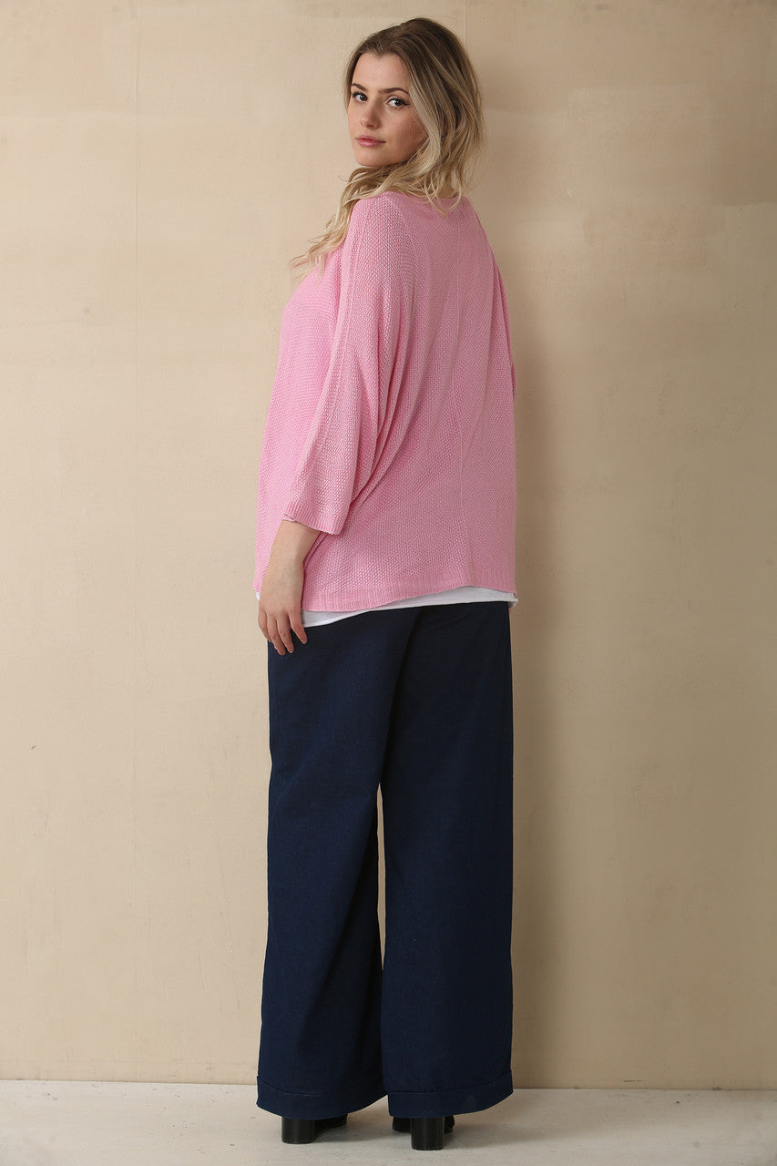 EFFEN GEBREIDE TRUI MET V-HALS - CANDY ROZE