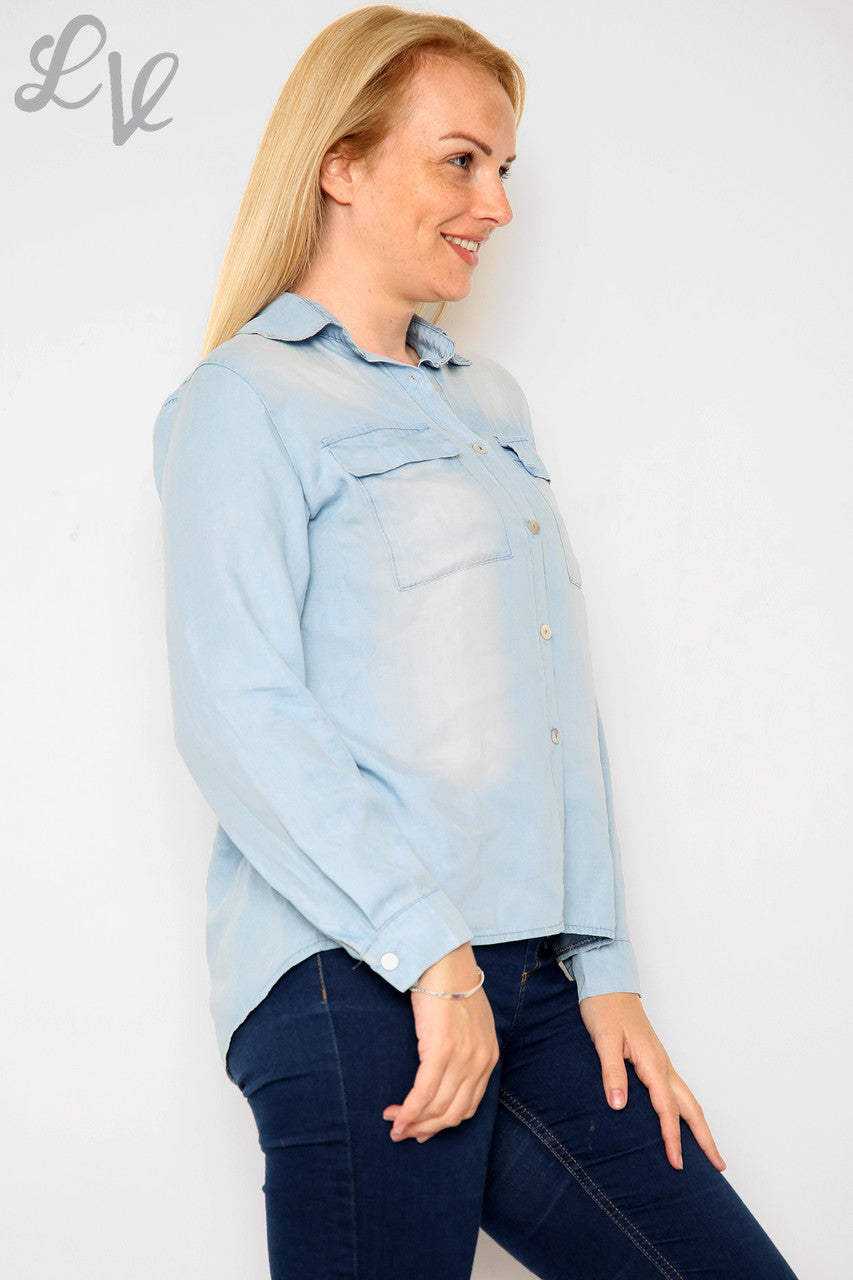 Ladies Denim Look Shirt Denim Unit Price WAS 15.99 NOW £6.99
