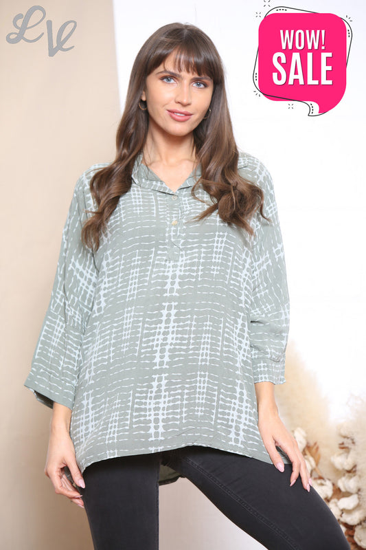 Ladies Snake Print Shirt Top Khaki