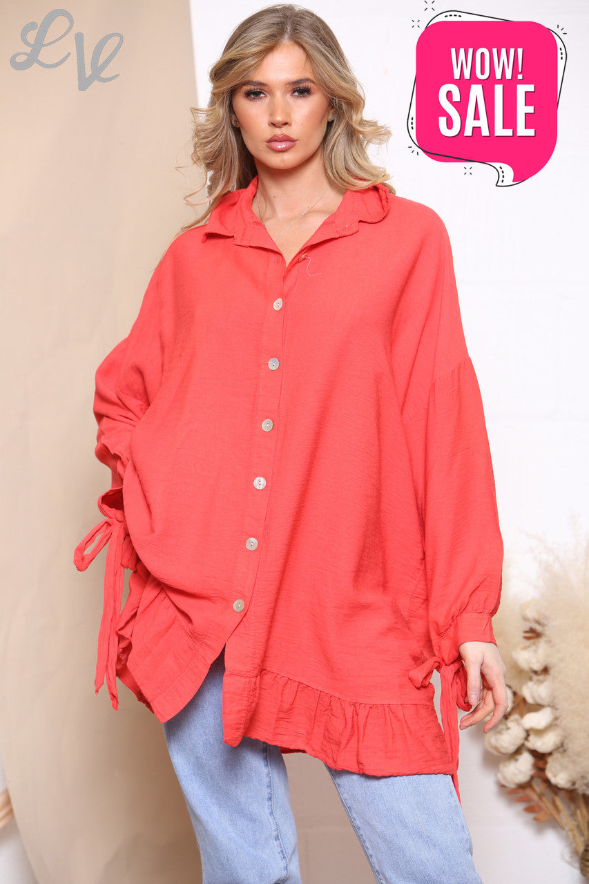 Dames Top met Strik op Mouw Rood