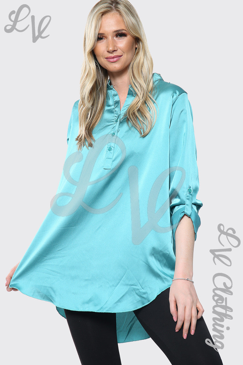 Ladies Satin Silk Shirt Dress Tiffany Unit Price £8.99