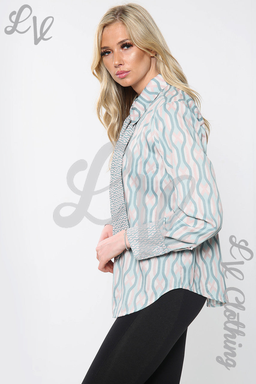 Ladies Bow Tie Neck Printed Blouse Tiffany Unit Price £5.99