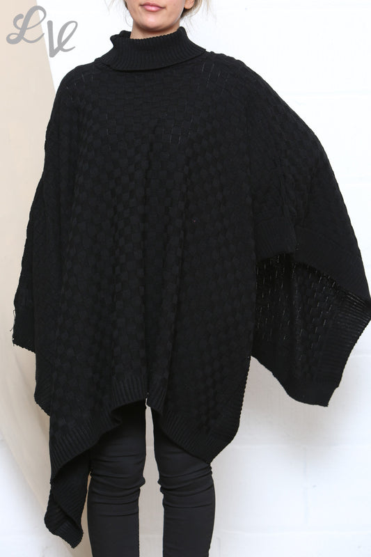 Dames Coltrui Poncho Asymmetrische Poncho Zwart