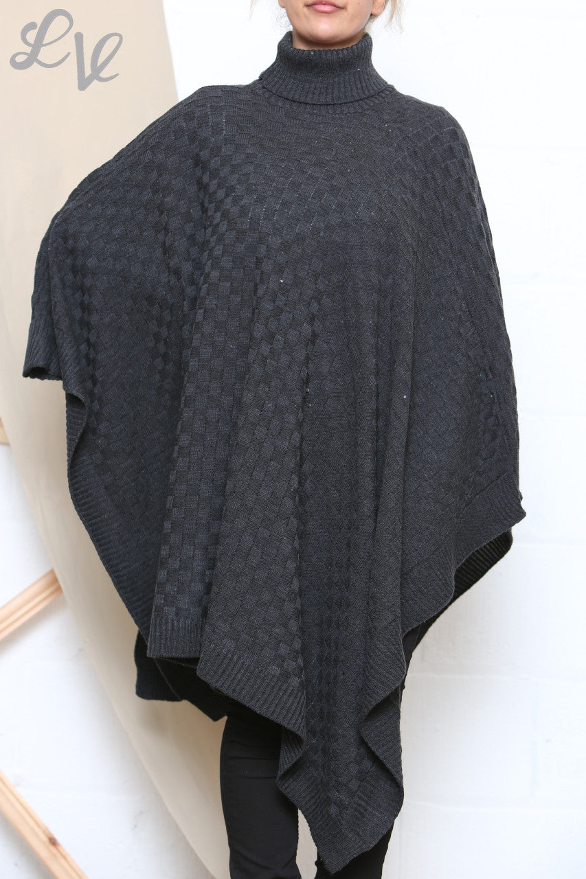 Dames Coltrui Poncho Asymmetrische Poncho Houtskool