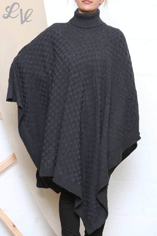 Dames Coltrui Poncho Asymmetrische Poncho Houtskool