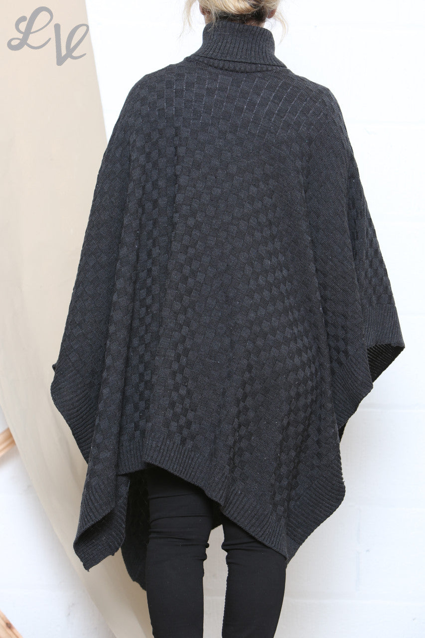 Dames Coltrui Poncho Asymmetrische Poncho Houtskool
