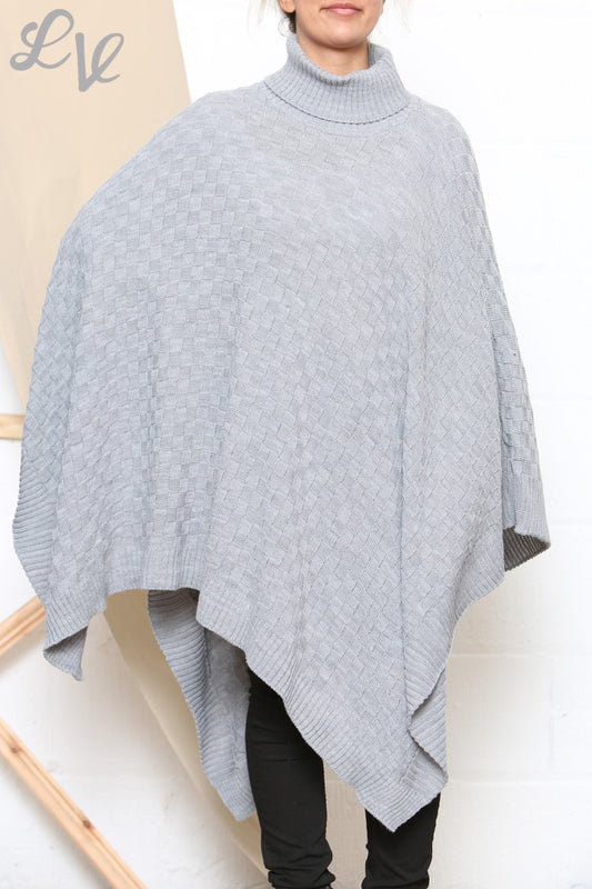Dames coltrui poncho asymmetrische poncho zilver