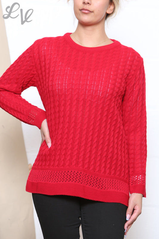 Dameskabeltrui Rood