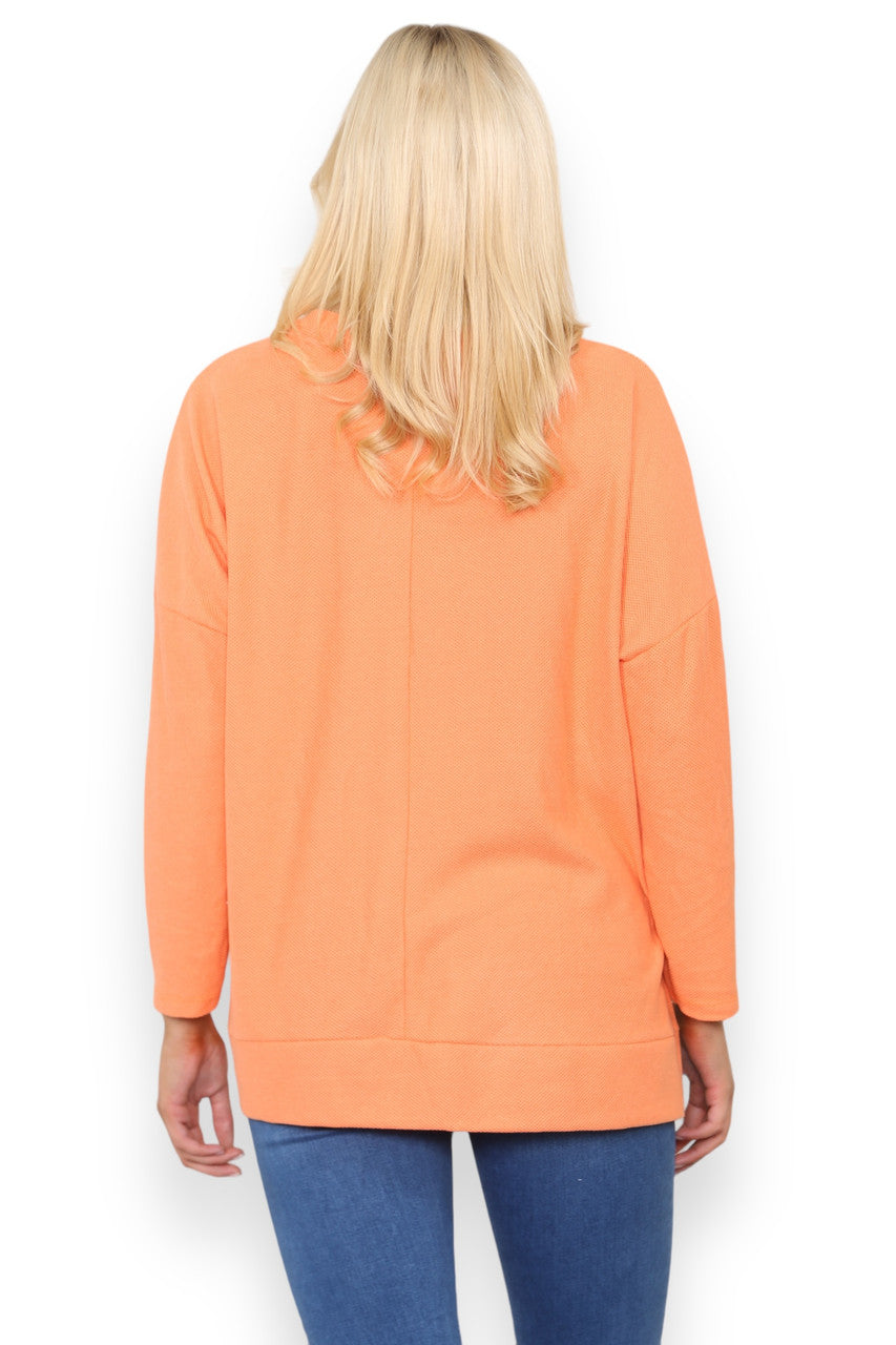 INSIDE-OUT STITCH DETAIL TOP ORANGE