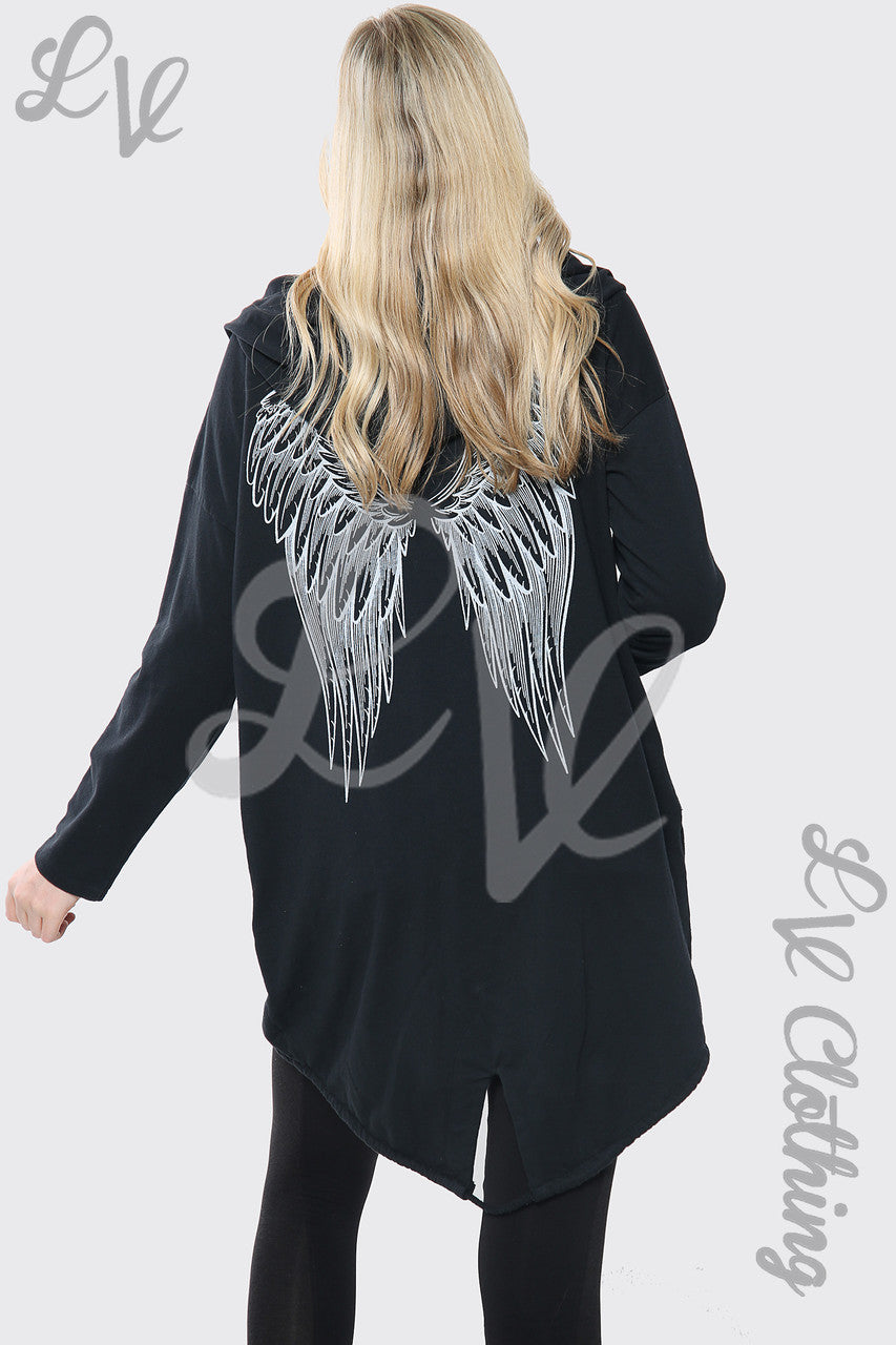 Dames Angelwing Back Hoodie Vest Zwart Eenheidsprijs £11.99