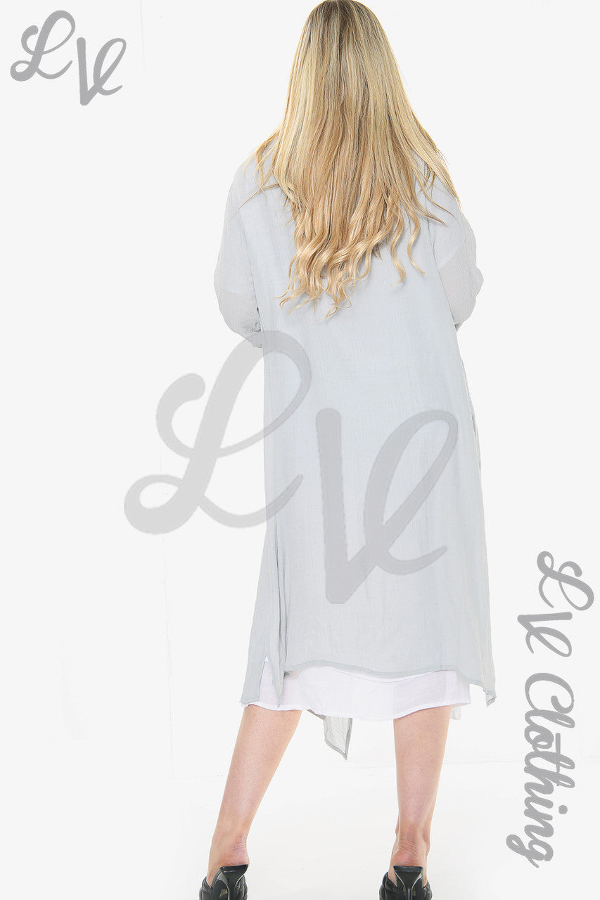 Dames Mouwloze Jurk Met Verenprint En Vest Grijs Stukprijs WAS € 10,99 NU € 8,99