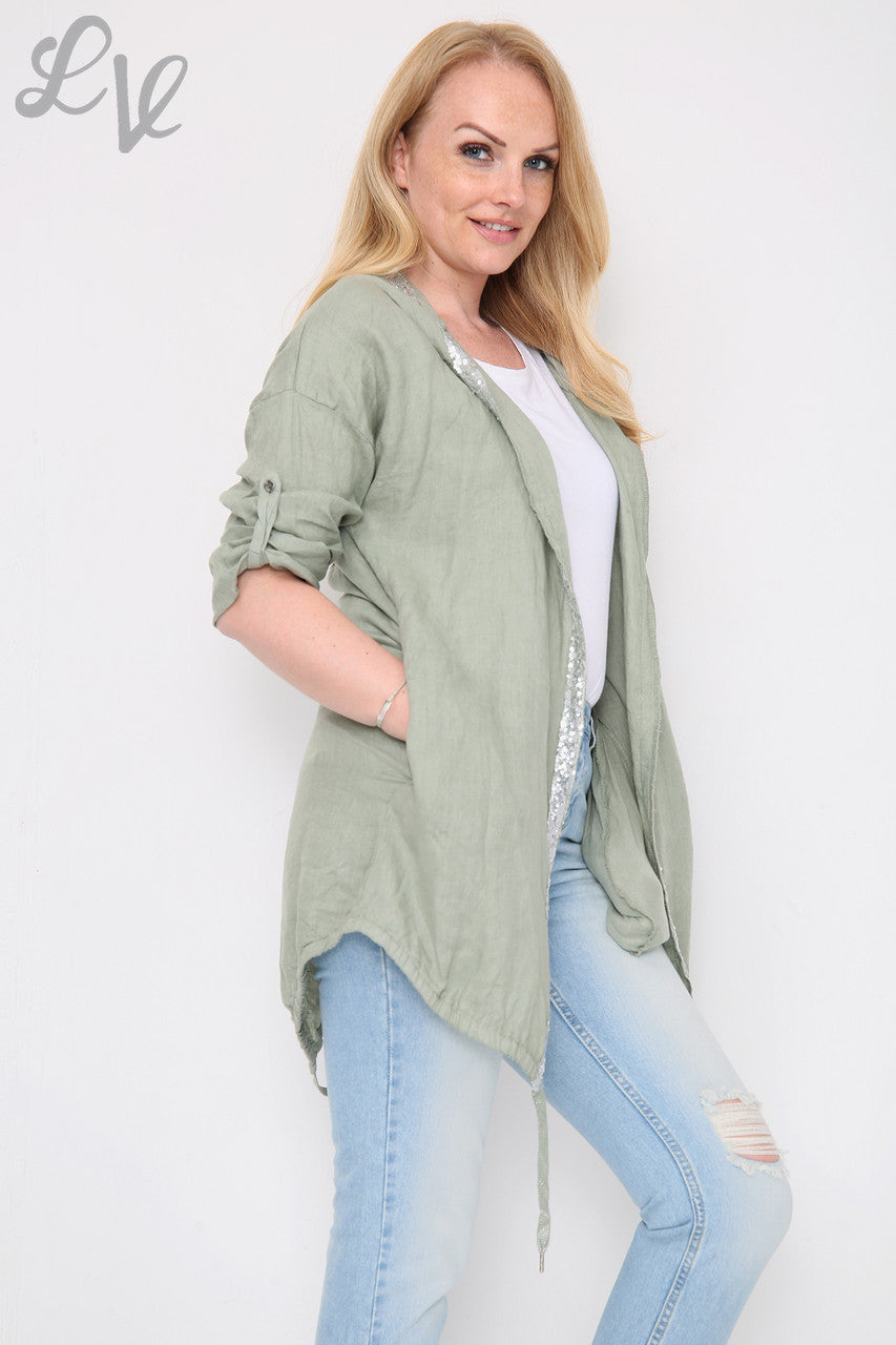 Dames linnen vest met ster op de rug kaki eenheidsprijs €14,99