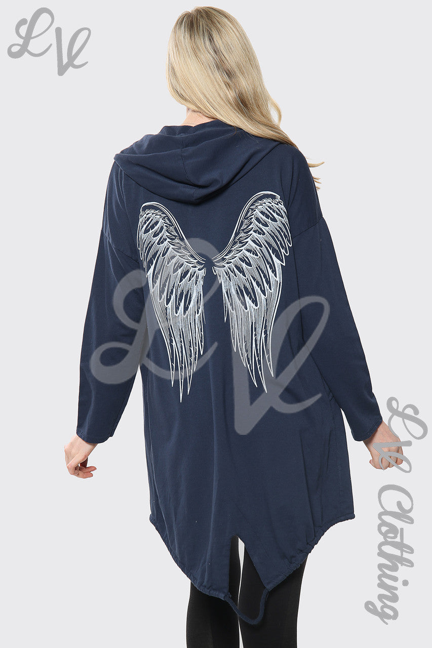 Damesvest met capuchon en vleugels op de rug, marineblauw, eenheidsprijs €11,99